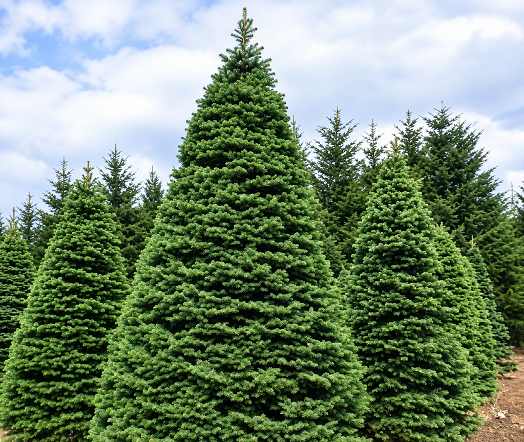 Noble Fir Christmas trees growing on an Oregon farm